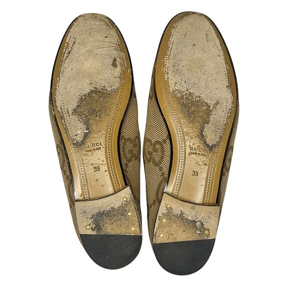 Gucci Jordan Jumbo GG Canvas Loafers Rosewood Beige Horsebit Slip-On Flats 39 - Picture 10 of 11